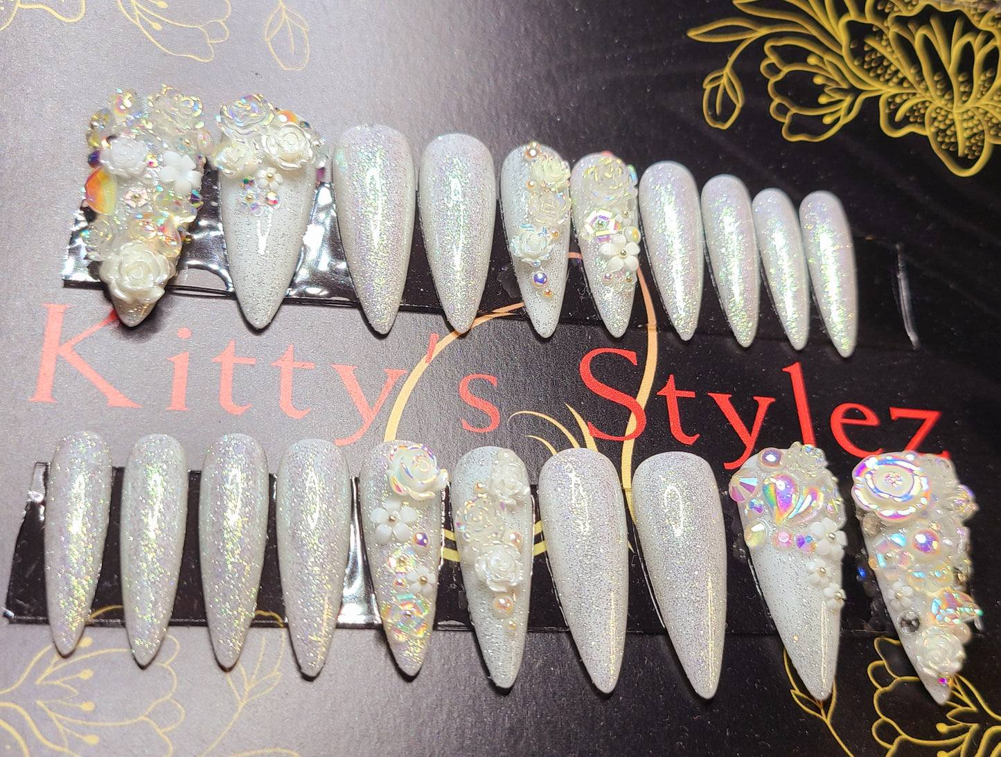 Press-on Nail Set Crystal Glow